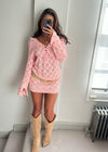 Iris Light Pink Crochet Mini Dress