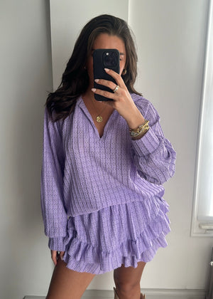 Luna Broderie Co-Ord Set - Lilac