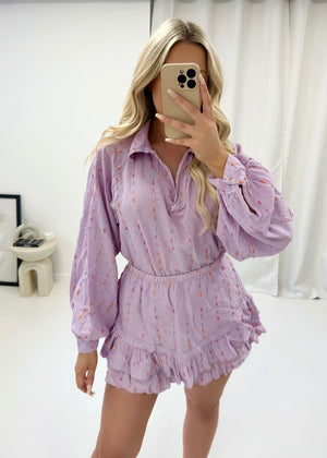 Sophia Multicolour Linen Set - Lilac