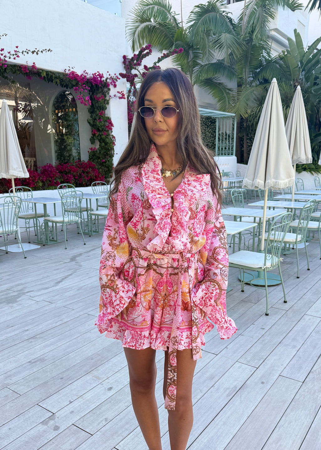 Ophelia Pink Ruffle Playsuit