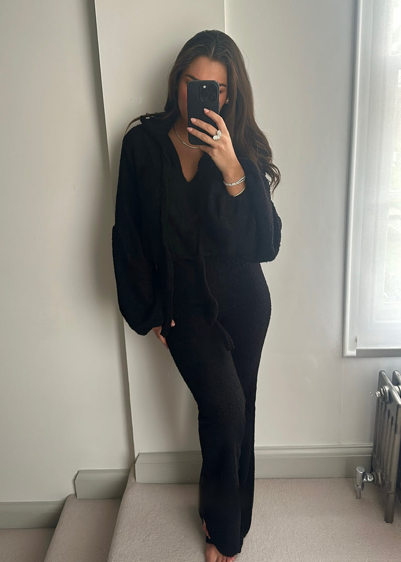 Kira Teddy Super Soft Knit Set - Black
