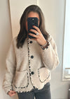 Gigi Leopard Trim Jacket - Beige