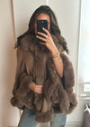 Isobel Luxe Faux Fur Cape - Chocolate
