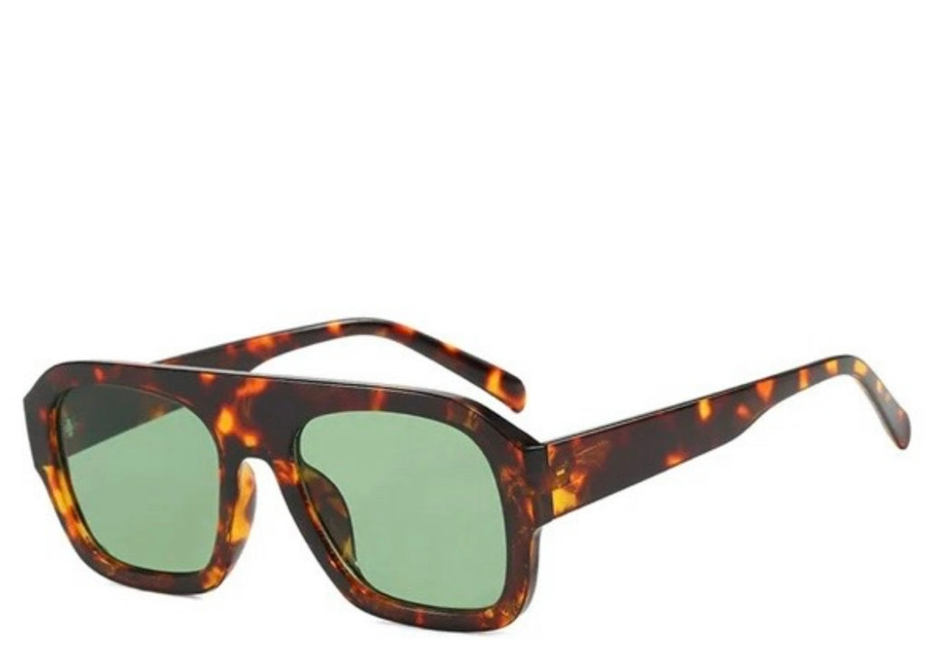Leon Leopard Green Tint Sunglasses