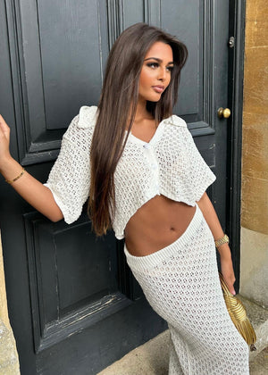 Lila Crochet Skirt Set - White