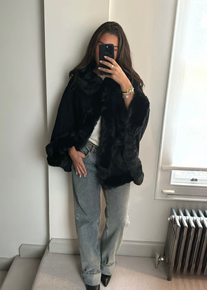 Isobel Luxe Faux Fur Cape - Black