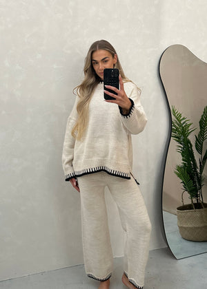 Chiara Knit Jumper & Trouser Set - Beige
