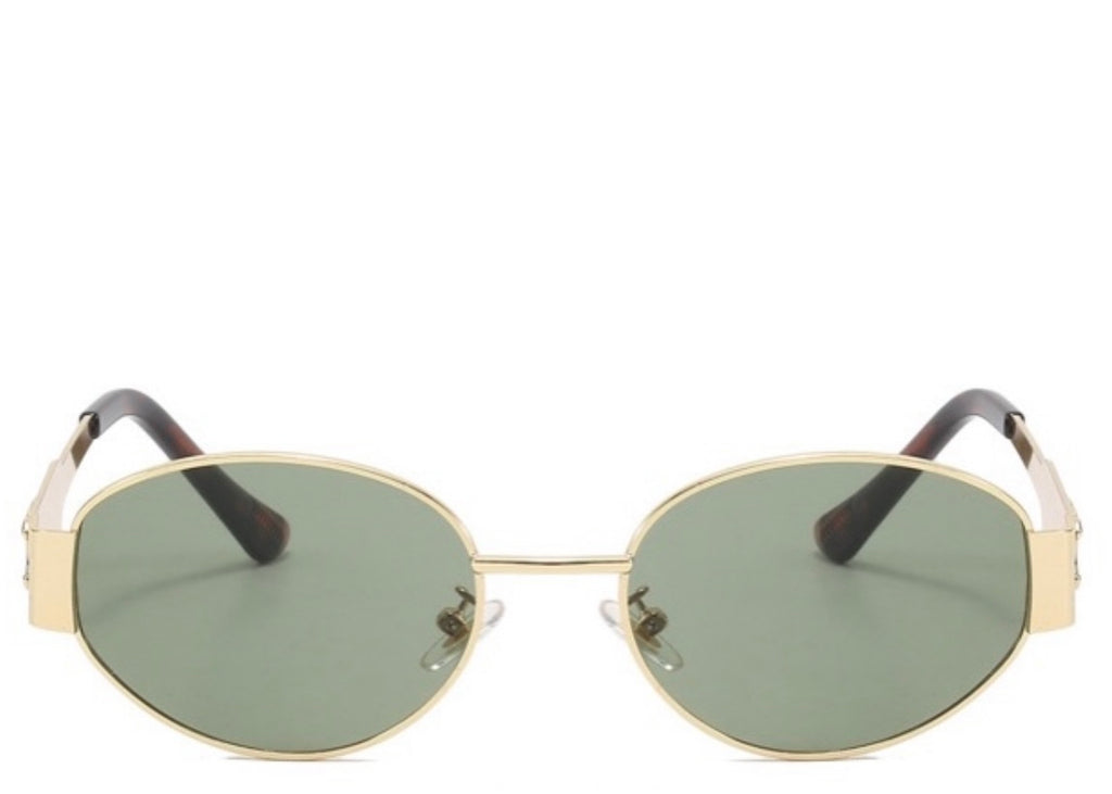 Milan Green & Gold Oval Sunglasses