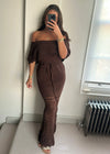 Fia Brown Crochet Maxi Dress