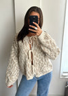 Maia Leopard Bow Knit Cardigan - Cream