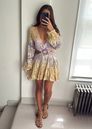 Zuri Embellished Metallic Cutout Dress - Lilac / Peach