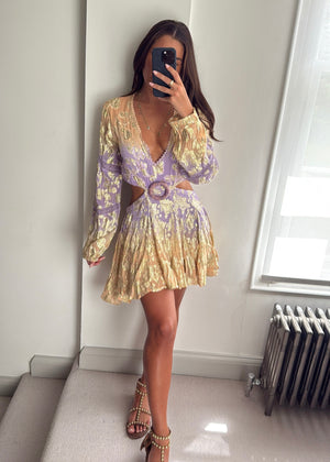 Zuri Embellished Metallic Cutout Dress - Lilac / Peach