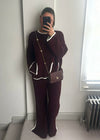 Tima Knit Jumper & Trouser Set - Burgundy