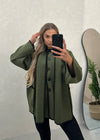 Tami Wool Look Jacket & Scarf Set - Khaki