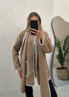 Tami Wool Look Jacket & Scarf Set - Camel