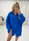 Ella Sequin Evil Eye Shirt - Blue