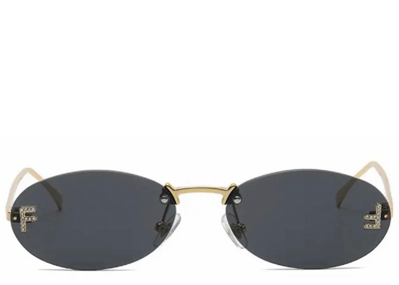 Miami Black & Gold Oval Sunglasses