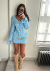 Iris Baby Blue Crochet Mini Dress