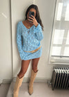 Iris Baby Blue Crochet Mini Dress