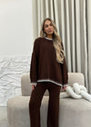 Chiara Knit Jumper & Trouser Set - Chocolate
