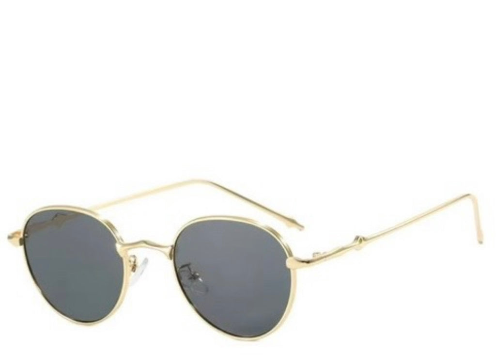 Leon Round Black & Gold Sunglasses