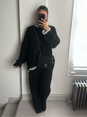 Chiara Knit Jumper & Trouser Set - Black