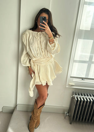 Maya Cream Ruffle Mini Dress