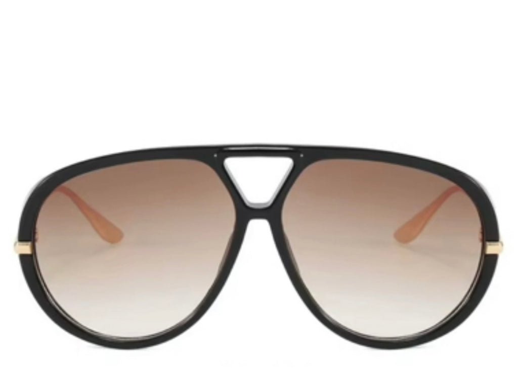 Madrid Brown Ombre Oversized Aviator Sunglasses