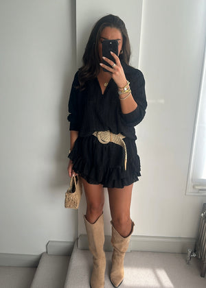 Luna Broderie Co-Ord Set - Black