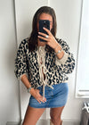 Maia Leopard Bow Knit Cardigan - Black