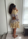 Zuri Embellished Metallic Cutout Dress - Lilac / Peach