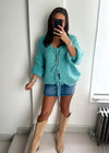 Raya Bow Knit Cardigan - Teal