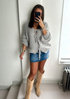 Raya Bow Knit Cardigan - Grey