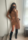 Mila Glitter Drape Dress -  Bronze