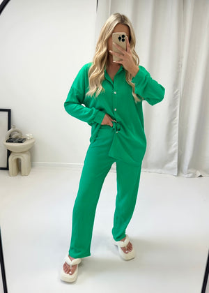 Amie Cheesecloth Trouser Set - Dark Green