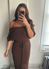 Fia Brown Crochet Maxi Dress