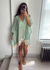 Alina Green Beaded Zigzag Crochet Kaftan
