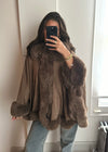 Isobel Luxe Faux Fur Cape - Chocolate