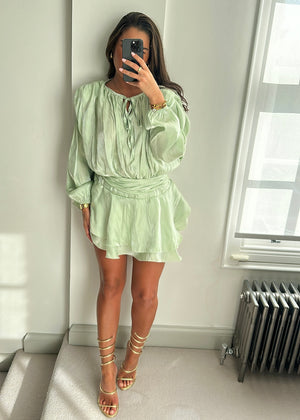 Maya Pistachio Ruffle Mini Dress