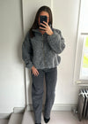 Zena Oversized Teddy Bomber Jacket - Grey