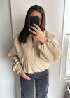 Ania Oversized Bomber Jacket - Beige