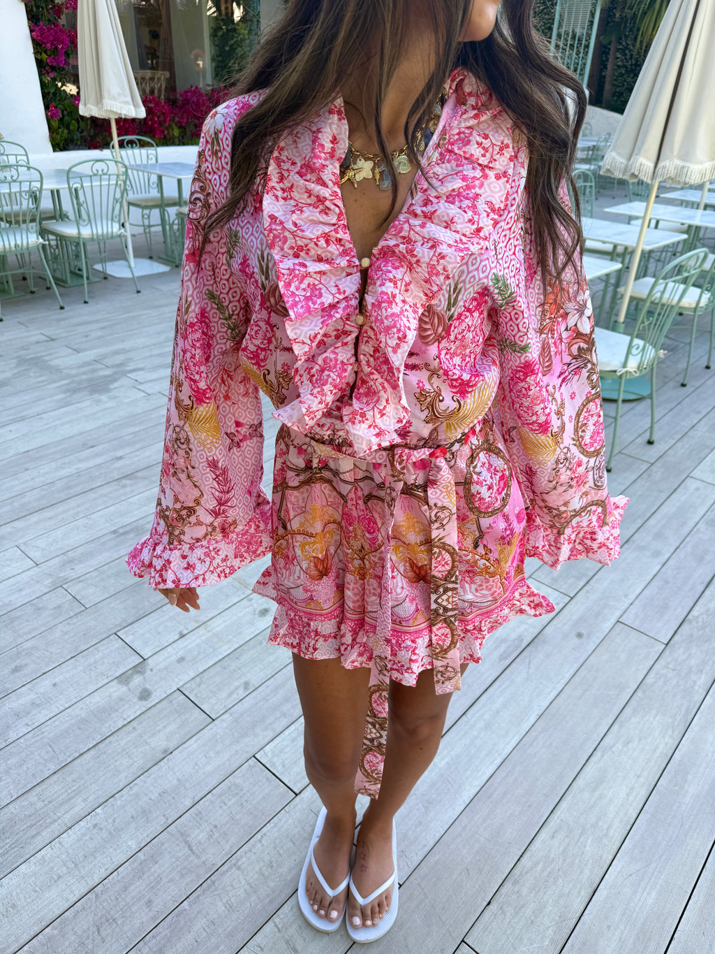 Ophelia Pink Ruffle Playsuit