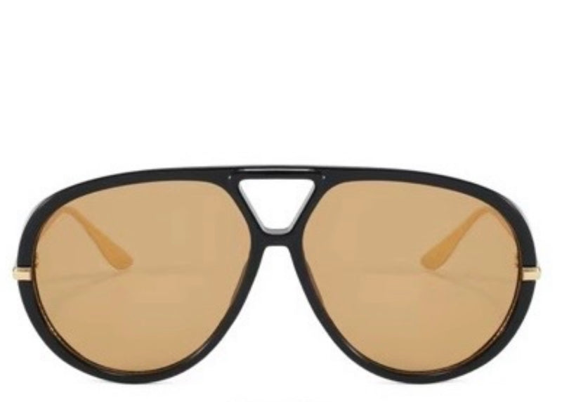 Madrid Black & Brown Oversized Aviator Sunglasses