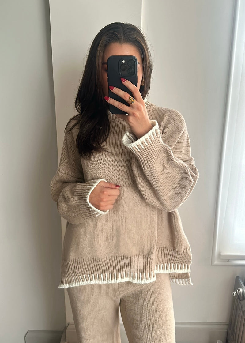 Chiara Knit Jumper & Trouser Set - Mocha