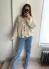 Maia Leopard Bow Knit Cardigan - Cream