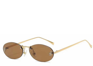 Miami Brown & Gold Oval Sunglasses