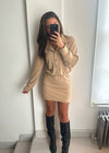 Alana Gold Button Mini Dress - Mocha
