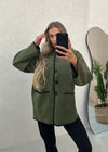 Tami Wool Look Jacket & Scarf Set - Khaki
