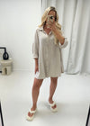 Ella Sequin Evil Eye Shirt - Beige