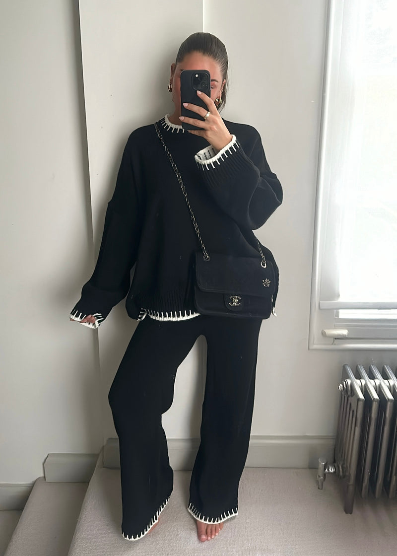 Chiara Knit Jumper & Trouser Set - Black